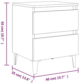 Mesa cabeceira pernas de metal 40x35x50 cm cor carvalho fumado
