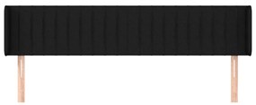 Cabeceira de cama c/ abas tecido 203x16x78/88 cm preto