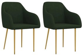 vidaXL Cadeiras de jantar 2 pcs veludo verde-escuro