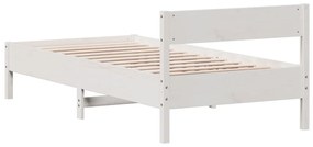 Cama sem colchão 90x200 cm madeira de pinho maciça branco