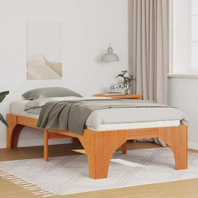 vidaXL Estrutura de cama de chão Castanho Madeira de pinho maciça