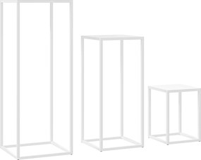 Outsunny Conjunto 3 Suportes Quadrados para Plantas em Metal Empilháveis Branco | Aosom Portugal