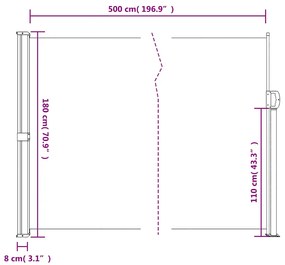 Toldo lateral retrátil 180x500 cm branco