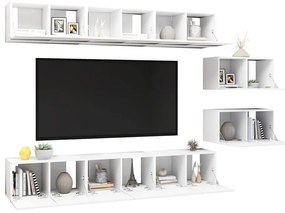 8 pcs conjunto de móveis de TV contraplacado branco