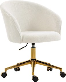 HOMCOM Cadeira de escritório, cadeira de escritório ergonômica com ajuste de altura, assento giratório, base em aço, creme | Aosom Portugal