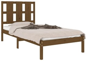 Estrutura de cama 100x200 cm madeira pinho maciço castanho mel