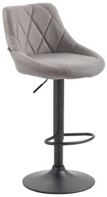 Banco de bar Lazio em tecido e com estrutura preta 46 x 83-104 x 49 cm Cinzento