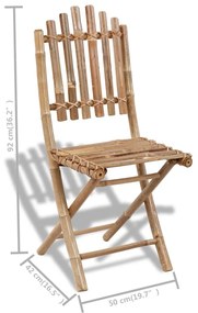 Cadeiras de exterior dobráveis bambu 4 pcs