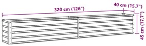 Canteiro elevado jardim aço galvanizado 320x40x45 cm antracite