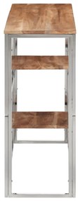 Mesa consola aço inoxidável/madeira de acácia maciça prateado