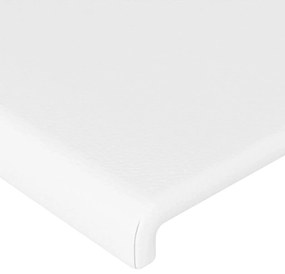Cabeceira de cama c/ LED couro artificial 163x16x78/88cm branco