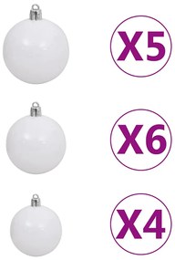 Árvore Natal artificial articulada 150 luzes LED e bolas 120 cm