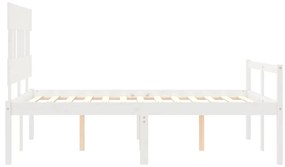 Estrutura de cama com cabeceira 140x190cm madeira maciça branco