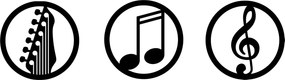 Acessório Decorativo de Parede Just Music – Preto – 25 cm (3 Peças)