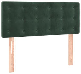 Cama box spring c/ colchão/LED 80x200 cm veludo verde-escuro