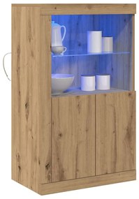 Sideboard vidaXL com luzes LED Carvalho Artesanal 60,5x37x100 cm