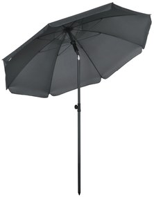 Outsunny Chapéu de Sol de Praia Grande Ø180 cm Chapéu de Sol de Exterior com Ângulo Ajustável Proteção UV50+ Mastro de Ø32 mm Cinza