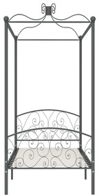 Estrutura de cama com dossel 100x200 cm metal cinzento