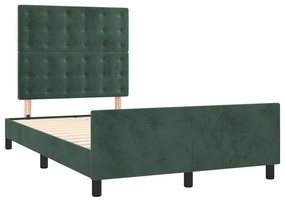 Estrutura de cama sem colchão 120x200 cm veludo verde-escuro