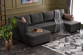 Sofá-Cama de Canto Ece – Antracite – 315x88x160 cm
