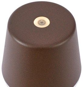 Candeeiro de mesa castanho ferrugem incluindo LED IP65 recarregável com estação de carregamento - Bass Moderno