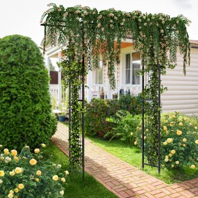 Arco treliça metálica decorativa de 206 cm para plantas trepadeiras, videiras, rosas, pátio, Preto