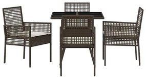 Conjunto de Jantar de Jardim com 5 Peças em Rattan Poliéster Castanho