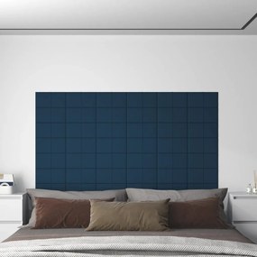 vidaXL Painel de parede 12 pcs 30x15 cm veludo 0,54 m² azul