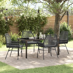 vidaXL Conjunto de Jantar de Jardim com Almofadas Preto Rattan Polimérico