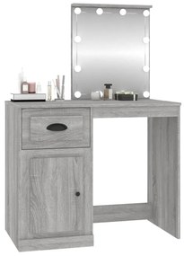 Toucador com LEDs 90x50x132,5 cm derivados madeira cinza sonoma