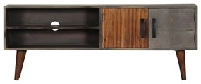 Móvel TV 130x30x46 cm madeira mangueira áspera maciça cinzento