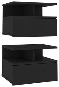 Mesas cabeceira suspensas 2pcs 40x31x27 derivados madeira preto