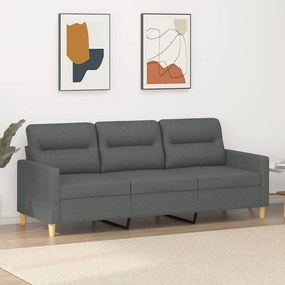 Sofá de 3 lugares 180 cm tecido cinza-escuro