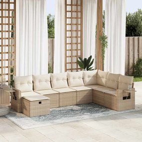 vidaXL 8 pcs conjunto de sofás p/ jardim com almofadões vime PE bege