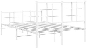 Estrutura de cama com cabeceira e pés 120x190 cm metal branco