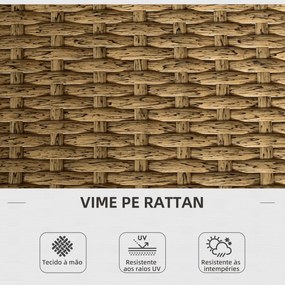 Conjunto de Jardim de 3 Peças em Vime Sintético com 1 Sofá de 2 Lugares 1 Sofá de Canto e 1 Mesa de Centro Natural e Creme