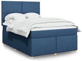 vidaXL Cama com molas/colchão 160x200 cm tecido azul