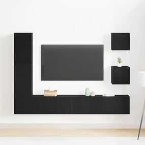 Conjunto de 6 Peças do Aparador de TV vidaXL Carvalho Preto Madeira En