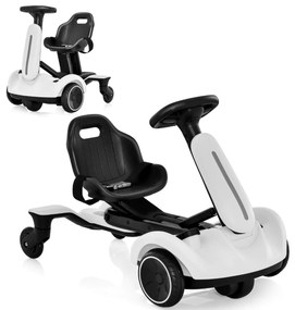 Kart elétrico 6V para crianças com assento ajustável com sons, rotação de 360 ​​graus, velocidade máxima de 4,8 km/h para crianças de 3 a 8 anos Branc