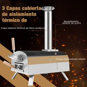 Forno para Pizza de Ferro Portátil com Lareira Extra Grande para jardim Piquenique 42 x 81 x 84,5 cm Preto