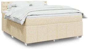 vidaXL Cama com molas/colchão 180x200 cm tecido cor creme