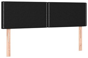 Cama box spring c/ colchão e LED 140x190 cm tecido preto