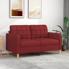 vidaXL Sofá de 2 lugares tecido 140 cm vermelho tinto