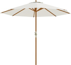 Outsunny Guarda-sol de jardim exterior redondo Ø 2,7 x 2,5 m com abertura/fecho por manivela, mastro em madeira, tecido 180 g/m², bege | Aosom Portugal