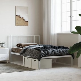 Estrutura de cama com cabeceira 75x190 cm metal branco