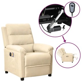 vidaXL Poltrona elevatória de massagens elétrica tecido creme