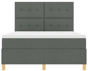 Cama com Box Spring com Colchão &amp; LED Cinza Escuro 160x200 cm Tecido