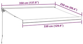 Toldo retrátil manual 350x250 cm bordô