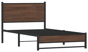 Estrutura de cama sem colchão 100x200cm metal carvalho castanho