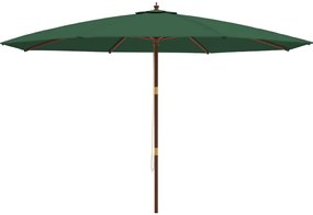 Guarda-sol de jardim com poste de madeira 400x273 cm verde